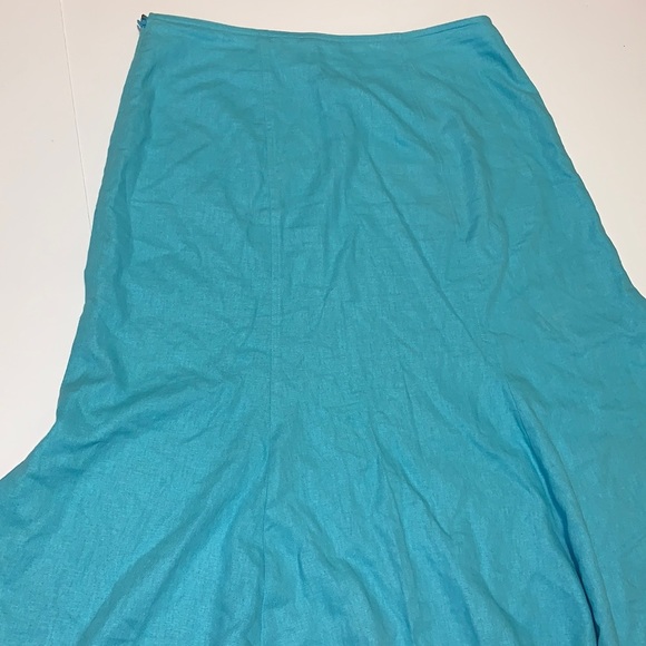 Margareta “Irene 2” Vintage Turquoise Linen A-Line Skirt - Women’s Size 14 - Picture 3 of 8